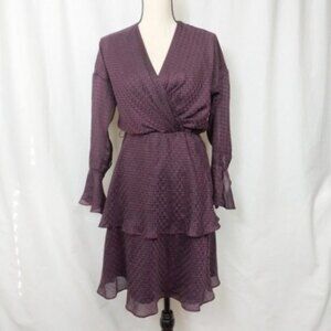 Joie Marcel Houndstooth Printed Wrap V Neck Long Sleeves Mini Dress XS